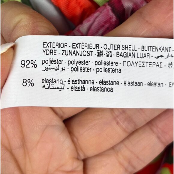 Zara Floral Red Rose Draped Bodysuit ruched boho sz L - Picture 9 of 10